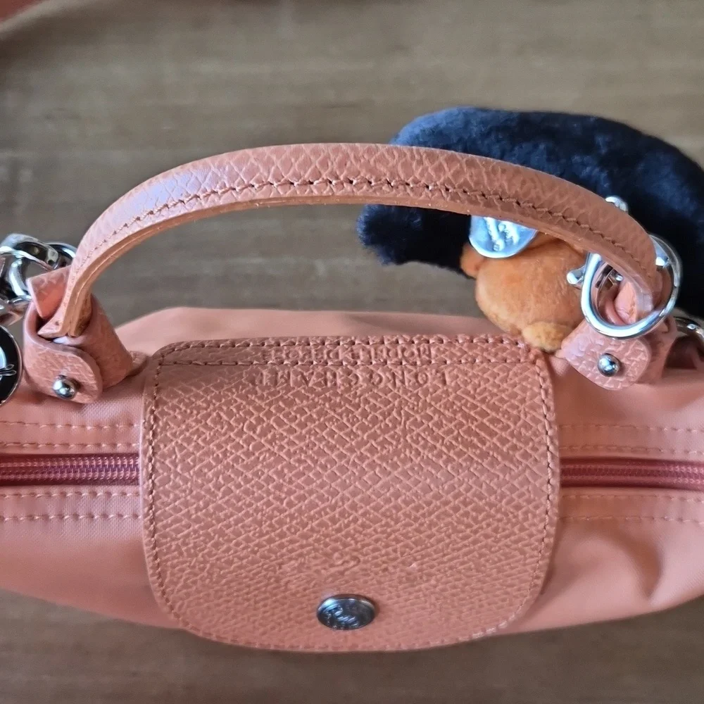 Longchamp Orange Pouch W Handles, Includes Strap & Jelly Cat Charm!!! - Picture 4 of 7